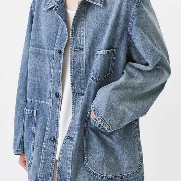 [BUNJANG] Years Ago Okayama Cotton Drill Denim Work Jacket Light Indigo / [L] 이얼즈어고 오카야마 코튼 드릴 데님 워크 자켓 라이트인디고