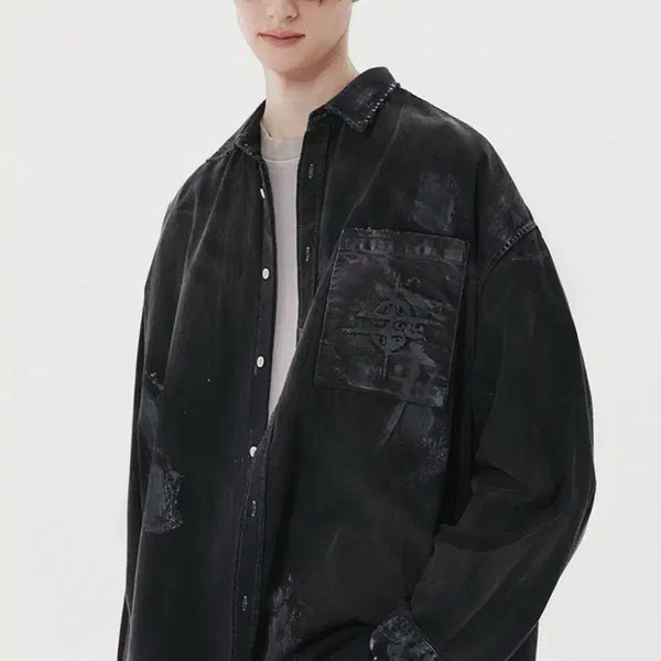 [BUNJANG] DNSR Pigment Dyed Washed Shirt / 디앤에스알 DNSR 썰파 핸드 워싱 피그다잉 셔츠 M&L