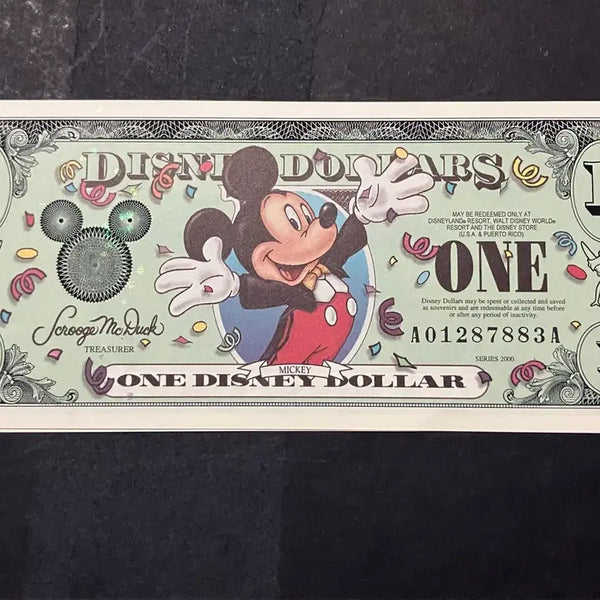 [BUNJANG] Disney Millennium Series 2000 1 Dollar Bills Set (Sequential Serial Numbers) / [완미/미사용] 2000년 밀레니엄 디즈니 1달러 2장 연번호 포함)
