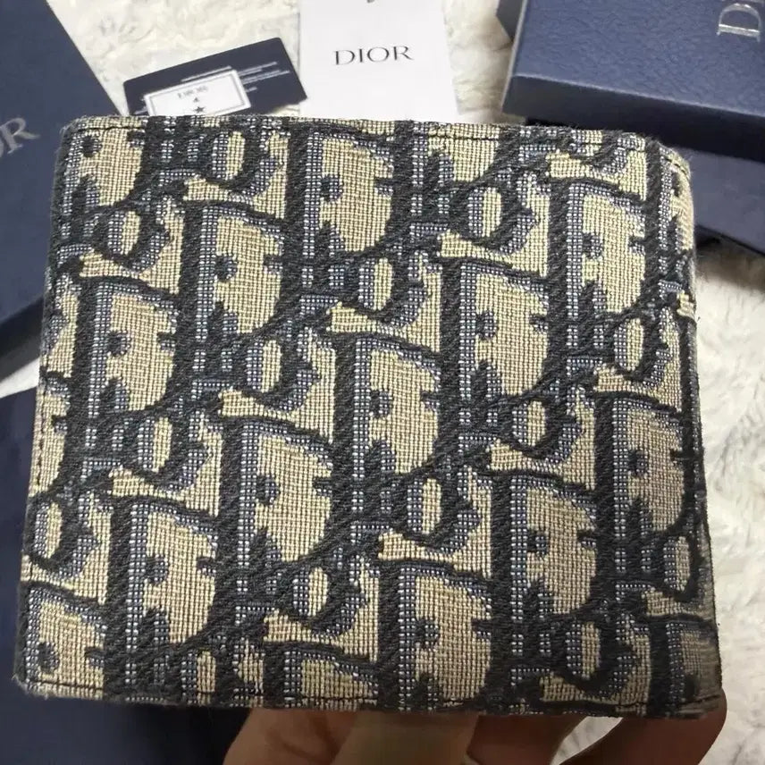 [BUNJANG] Dior Dior Oblique Jacquard Bifold Wallet Beige & Black / 디올 오블리크 자카드 반지갑 베이지&블랙