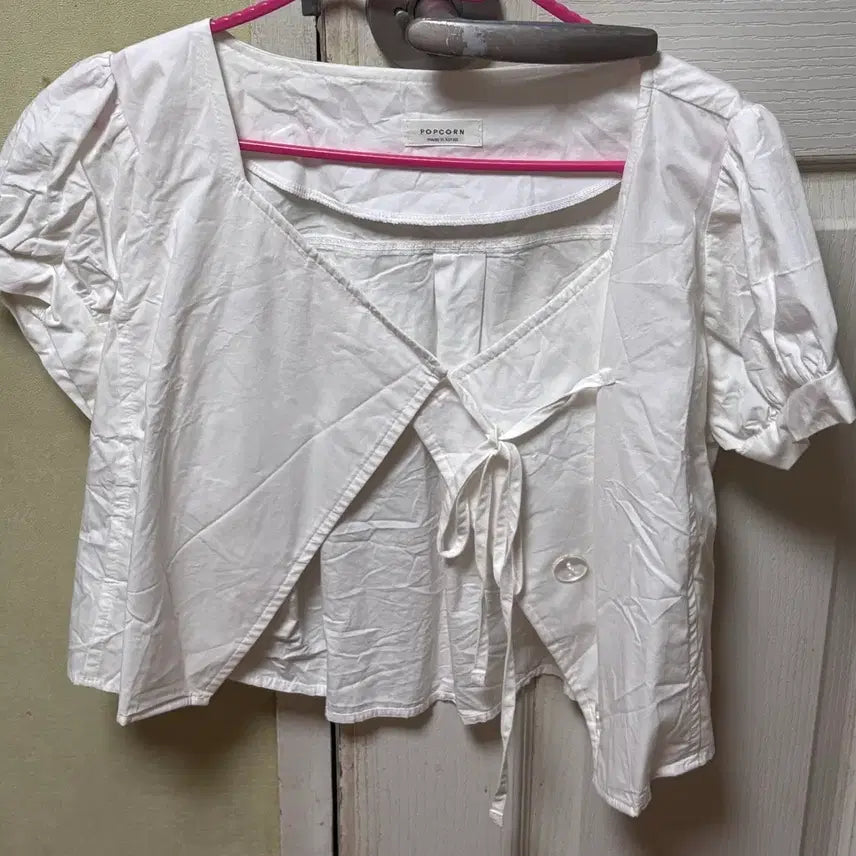 [BUNJANG] POPCORN White Puff Sleeve Blouse Jacket / POPCORN 화이트 퍼프 여름옷 블라우스겸 자켓 44-55-66사이즈