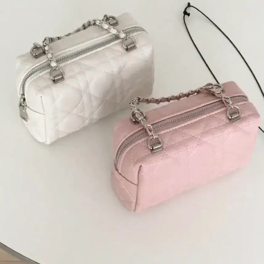 [BUNJANG] Quilted Chain Mini Bag White / 퀼팅 체인 미니 백 화이트 크로스끈포함