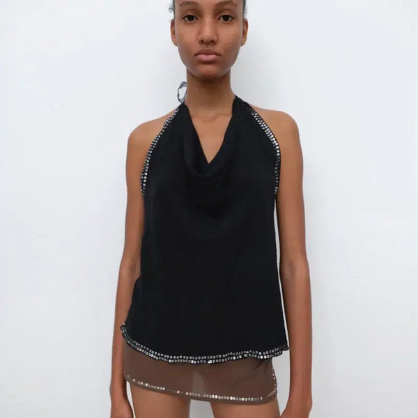[BUNJANG] Gimaguas Sequin Collar Halterneck Tank Top / gimaguas 기마구아스 스팽글 칼라 홀터넥 나시
