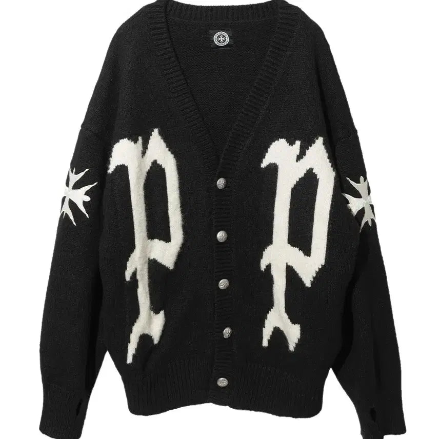 [BUNJANG] Punch Drunk Porters PP Embroidered Cardigan Black / 펀치드렁크파티즈 PP Embroid 가디건 블랙