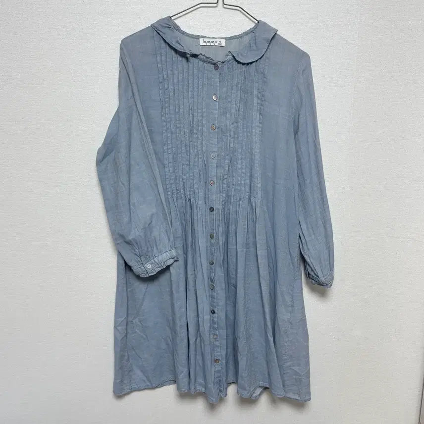 [BUNJANG] Samansa Mos 2 Cotton Pin Tuck Shirt Dress - Sky Blue / 사만사 sm2 셔츠 코튼 원피스