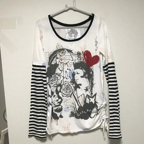 [BUNJANG] Y2K Punk Layered Shirring Detail Long Sleeve Top / y2k punk 레이어드 셔링 디테일 롱슬리브