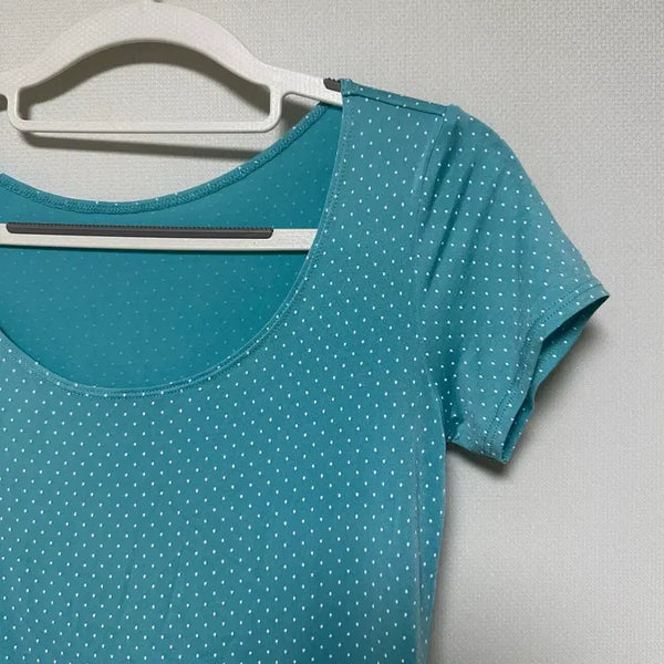 [BUNJANG] Mintcore Dot Pattern U-Neck T-Shirt / 민트코어 도트 패턴 반팔티셔츠