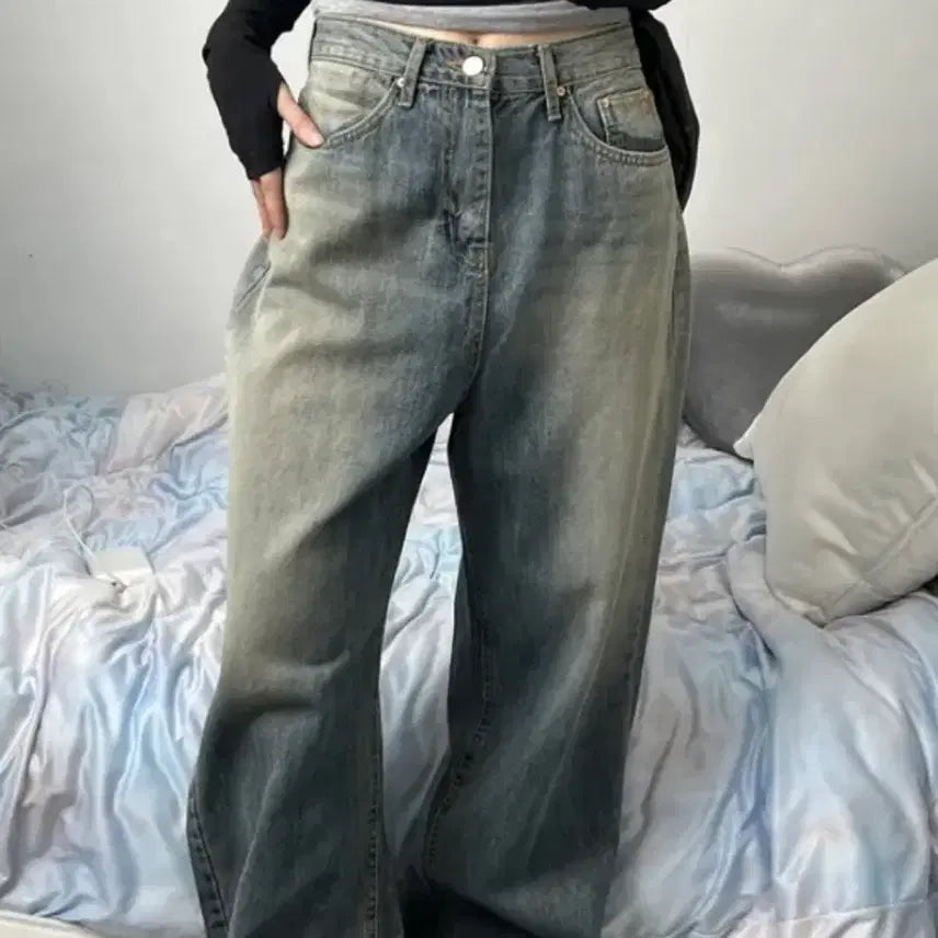 [BUNJANG] Opm Washing Denim Jeans (S Size) / 에이블리 오피엠 워싱데님청바지