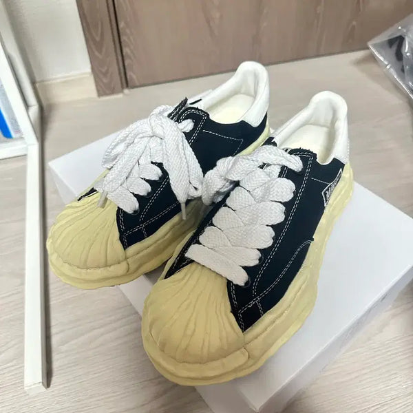 [BUNJANG] Maison Mihara Yasuhiro Blakey VL OG Canvas Low-Top Sneakers Black / 메종 미하라 야스히로 블레이키 VL OG 캔버스 로우탑 스니커즈 블랙39