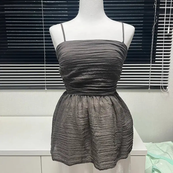 [BUNJANG] Gathered Shirring Tube Top Sleeveless Shirt / 주름 셔링 튜브탑  나시