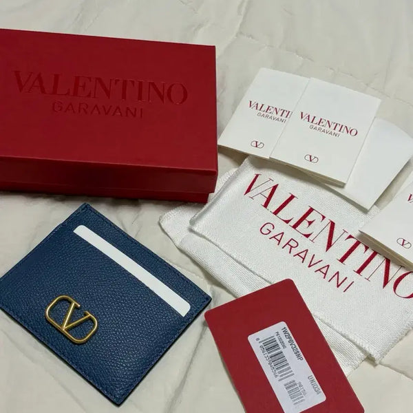 [BUNJANG] Valentino Garavani V Logo Signature Card Holder Blue / 발렌티노 가라바니 V 로고 시그니처 카드지갑 블루(가격 인하XXX)