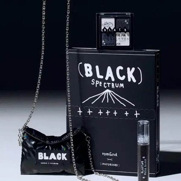 [BUNJANG] Rom&nd INAPI Square Black Spectrum Box Eyeshadow Palette + Lip Gloss + Mini Bag Set / 롬앤 이나피 블랙 스펙트럼 세트 박스 미개봉