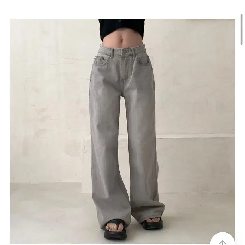 [BUNJANG] Issho J. Yeon Grey Back Pocket Wide Denim M / 잇쇼제이 연그레이 뒷포켓 와이드 데님 m