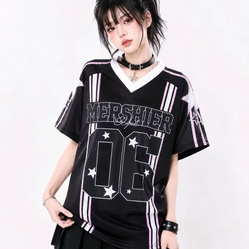 [BUNJANG] Y2K Black Pink Blockcore Oversized Mesh T-Shirt / y2k 반팔티 블랙 핑크 블록코어 반팔티셔츠 매쉬티셔츠 박스티 메쉬티