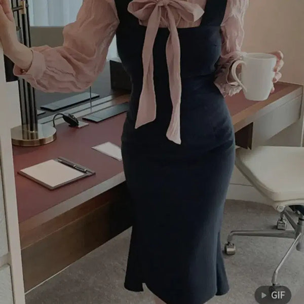 [BUNJANG] Fromthenon Rane Pleated Tie Blouse / (새상품)프롬데이원 블라우스 라네플리츠타이