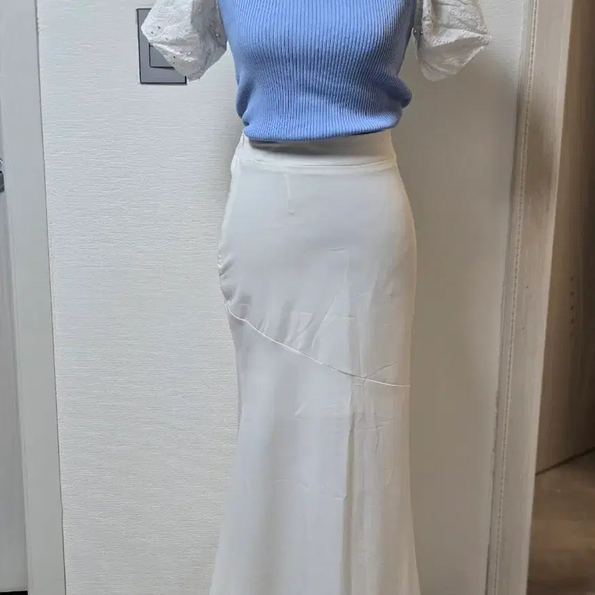 [BUNJANG] Kepsa White Spandex Mermaid Long Skirt / 새상품 : 켑사 스판텍스 화이트 머메이드 롱스커트