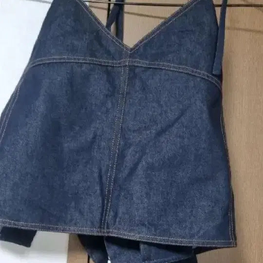 [BUNJANG] Lucky Chouette Lettering Denim Bustier Vest 38 / 럭키슈에뜨  데님레터링뷔스튀에조끼 38