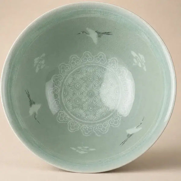 [BUNJANG] Yoo Geun-hyeong Celadon Scholar's Tea Bowl / 무형문화재 유근형 운학문 청자 다완 차도구 다도구