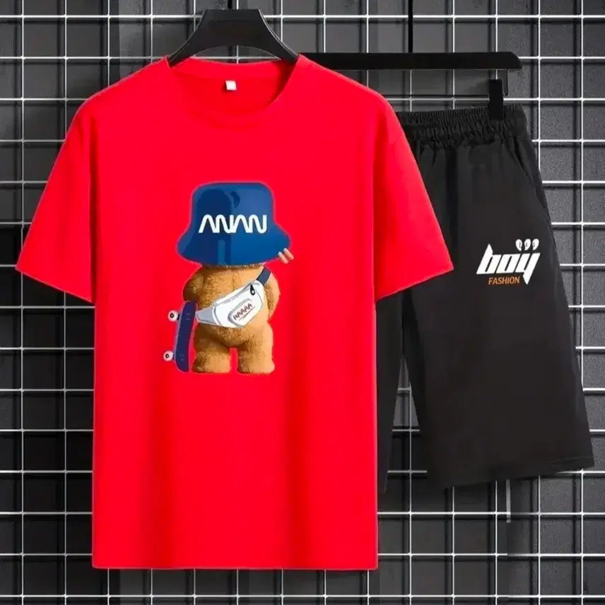 [BUNJANG] Bear Printing Short Sleeve and Shorts Set / [새거]베어 프린팅 반팔 반바지 세트