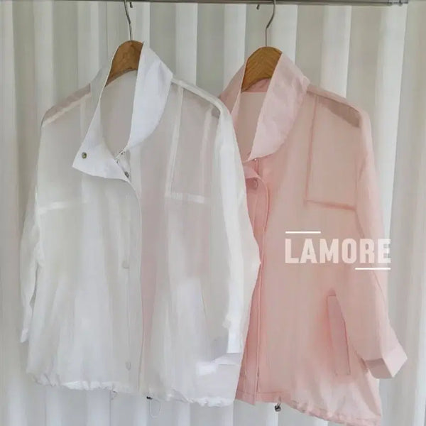 [BUNJANG] Lamore Lightweight Short-Sleeve Safari Jacket with String / 라모어 바람막이 여름 얇은 스트링 반팔 사파리 자켓