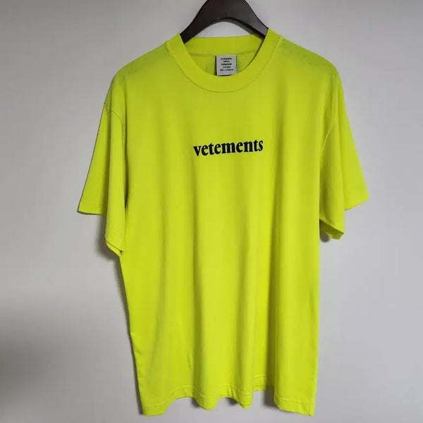 [BUNJANG] VETEMENTS Yellow Barcode Logo Oversized T-Shirt Size S / S 베트멍 옐로우 바코드 로고 오버핏 반팔티셔츠 SS20TR304