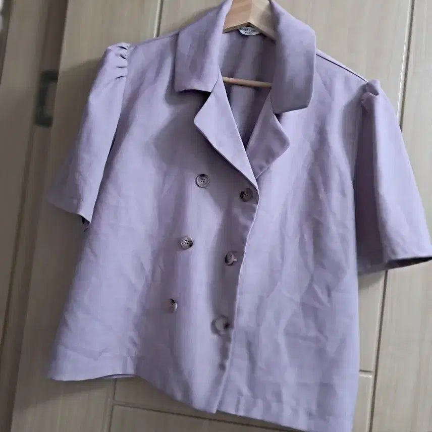 [BUNJANG] Purple Short Sleeve Double Button Jacket / 퍼플 반팔 더블 버튼 자켓