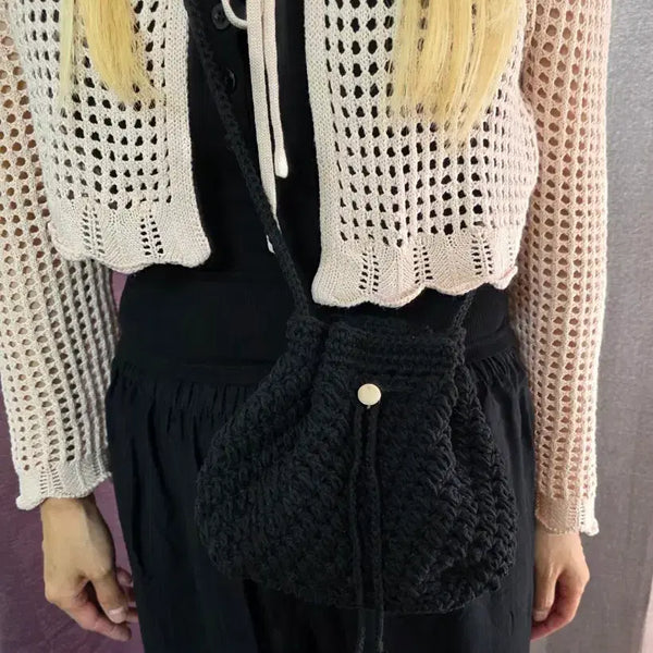 [BUNJANG] Hand-knitted Drawstring Crossbody Bag / 손뜨개 복조리 크로스백