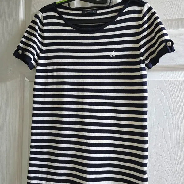 [BUNJANG] She's Miss Striped Knit T-Shirt / 쉬즈미스 스트라이프 니트 티셔츠
