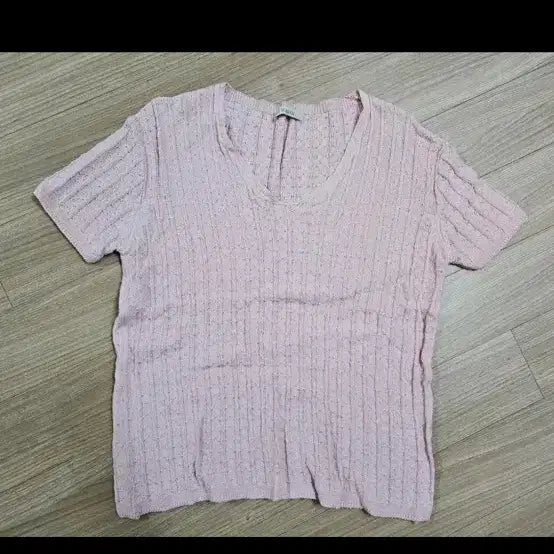 [BUNJANG] Hanali Pink Knit T-Shirt / 반팔 니트