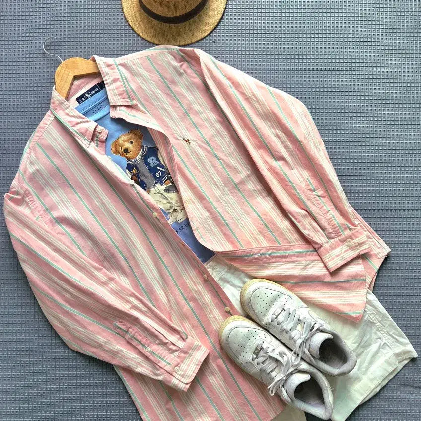 [BUNJANG] Polo Ralph Lauren Pink Stripe Oxford Shirt / 폴로 랄프로렌 핑크 스트라이프 옥스포드 셔츠