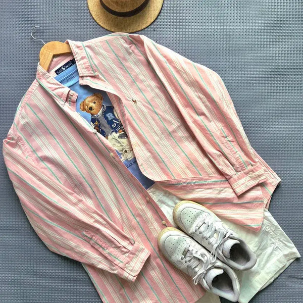 [BUNJANG] Polo Ralph Lauren Pink Stripe Oxford Shirt / 폴로 랄프로렌 핑크 스트라이프 옥스포드 셔츠