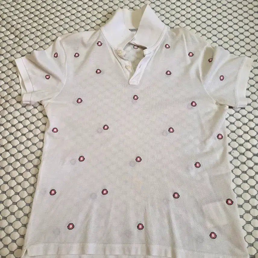 [BUNJANG] Moncler White Logo Short Sleeve Polo T-Shirt / 몽클레르 화이트 로고 반팔 카라티
