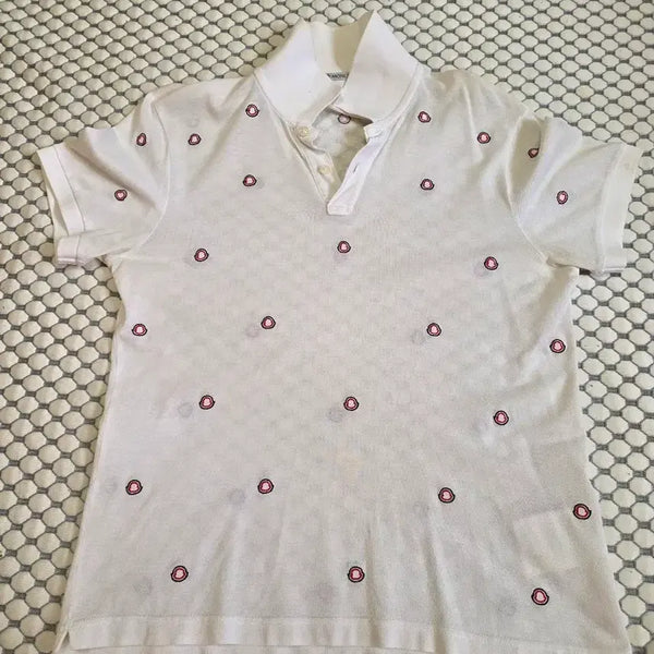 [BUNJANG] Moncler White Logo Short Sleeve Polo T-Shirt / 몽클레르 화이트 로고 반팔 카라티