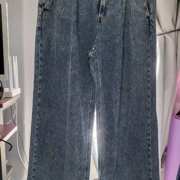 [BUNJANG] BEAKER Pintuck Wide Denim Pants / 비이커 핀턱 와이드 데님