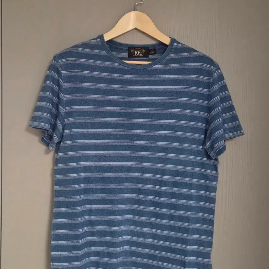 [BUNJANG] RRL Blue Stripe Short Sleeve T-Shirt (M) / RRL 블루 스트라이프반팔 티셔츠 M