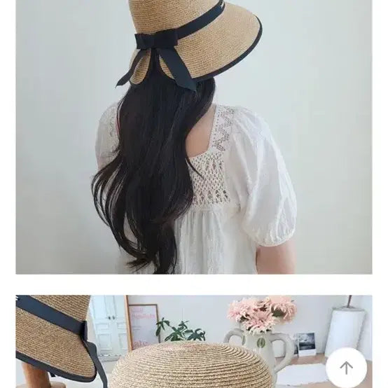 [BUNJANG] Rattan Ribbon Bucket Hat Black / 라탄 리본 모자 블랙
