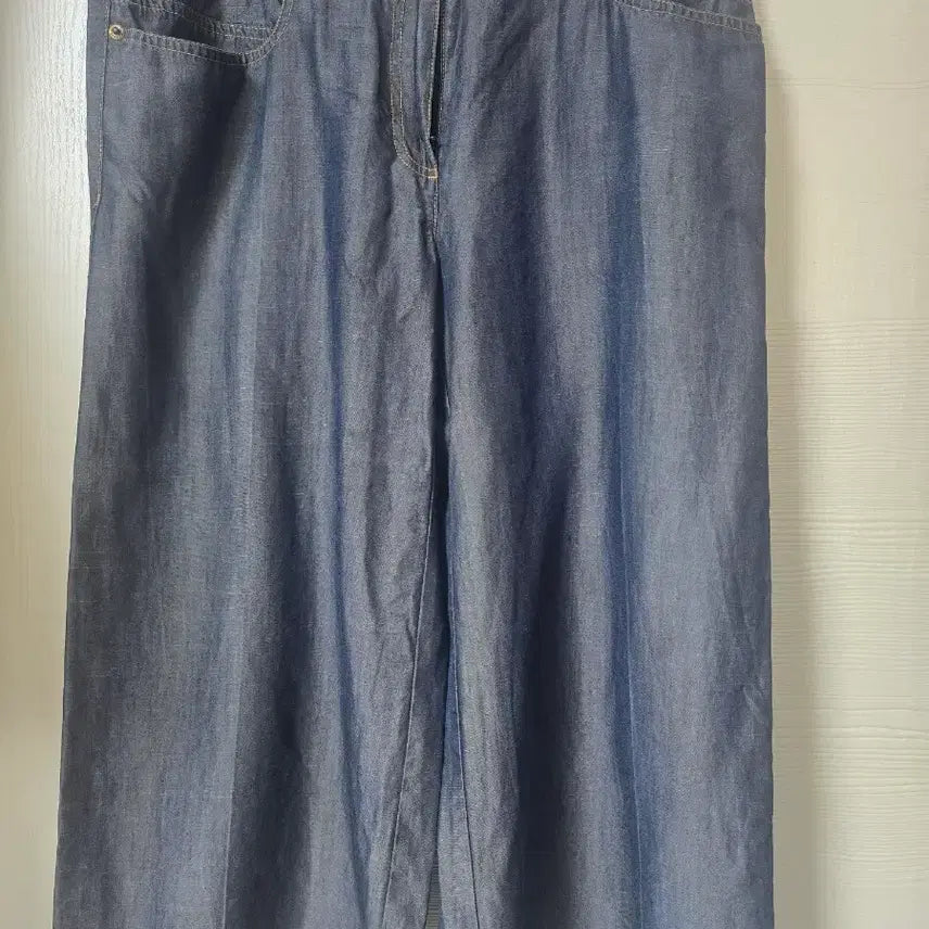 [BUNJANG] Crocodile Denim Wide Crop Pants / 크로커다일 데님 와이드 크롭 팬츠