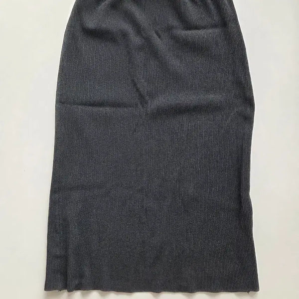 [BUNJANG] Charcoal Ribbed Knit Skirt / 차콜 밴딩 니트 스커트