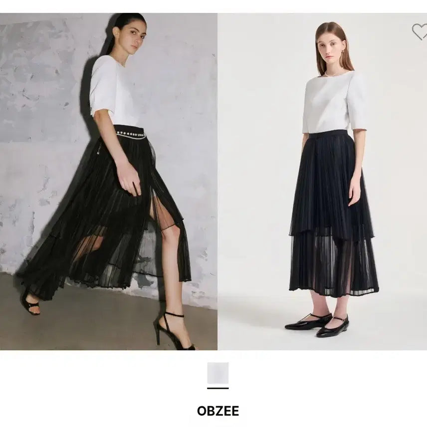 [BUNJANG] OBZEE One-Piece & Black Pleated Long Skirt Set / 오브제OBZEE 원피스&블랙 플리츠 롱 스커트