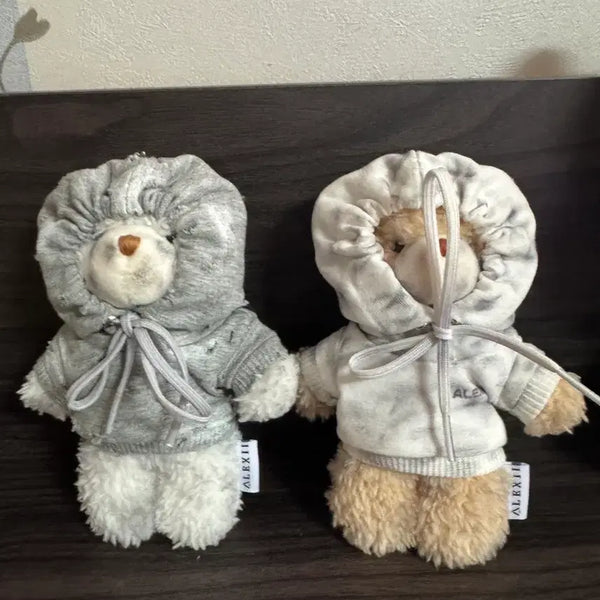 [BUNJANG] Alexi Distressed Grey Hoodie Bear Keychain / 알렉시 디스트레스드 그레이 후디 베어 키링