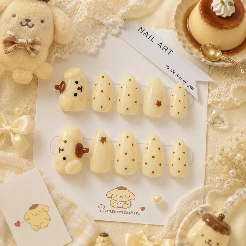 [BUNJANG] Pompompurin Dot Star Handmade Nail Tips / 폼폼푸린 도트 별 수제네일팁