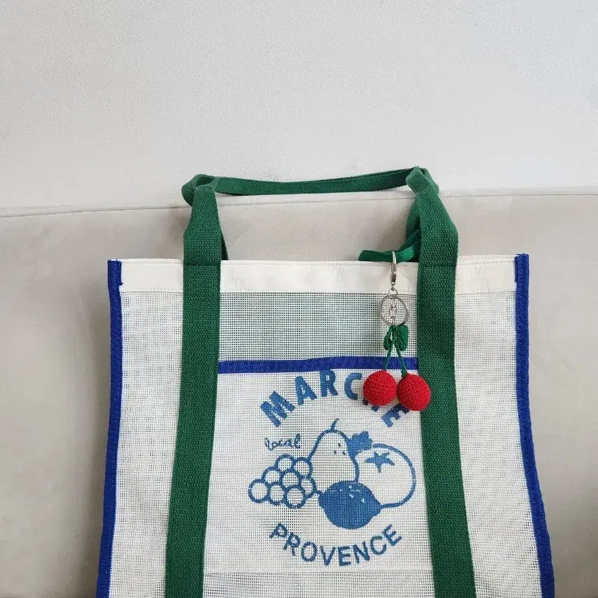[BUNJANG] Marche Provence Mesh Tote Bag with Cherry Keychain / [미사용&새제품] 마르쉐 프로방스 메쉬 토트백 + 체리키링