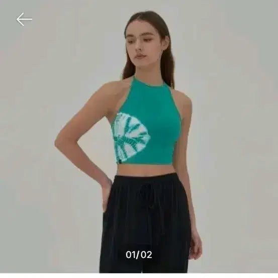 [BUNJANG] Oziz Tie-Dye Halter Crop Top - Turquoise S / 오즈이즈 타이다이 홀터 크롭브라탑 - 터콰이즈 S