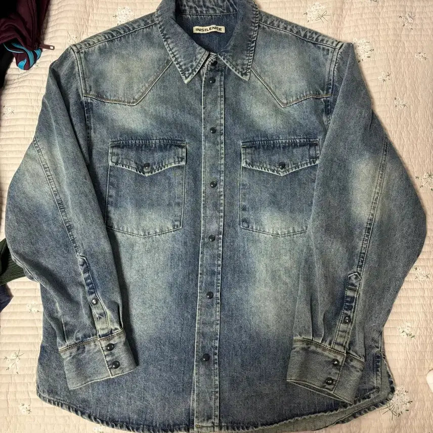 [BUNJANG] In Silence Stitch Western Denim Shirt Blue / 인사일런스 스티치 웨스턴 데님 셔츠 블루 청자켓 S