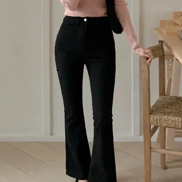 [BUNJANG] High-Waisted Semi-Bootcut Black Jeans (Size S) / 하이웨스트 세미부츠컷 블랙 S