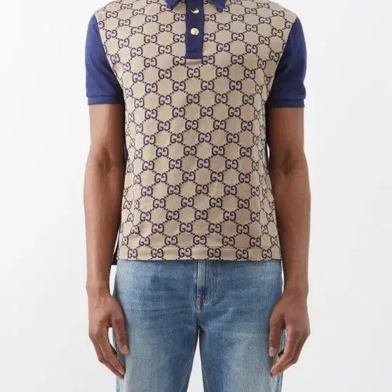 [BUNJANG] Gucci Jacquard Silk Polo T-Shirt S Size / 구찌 자카드 실크 pk 폴로 티셔츠 s 사이즈 (100) 맥그리거 티셔츠