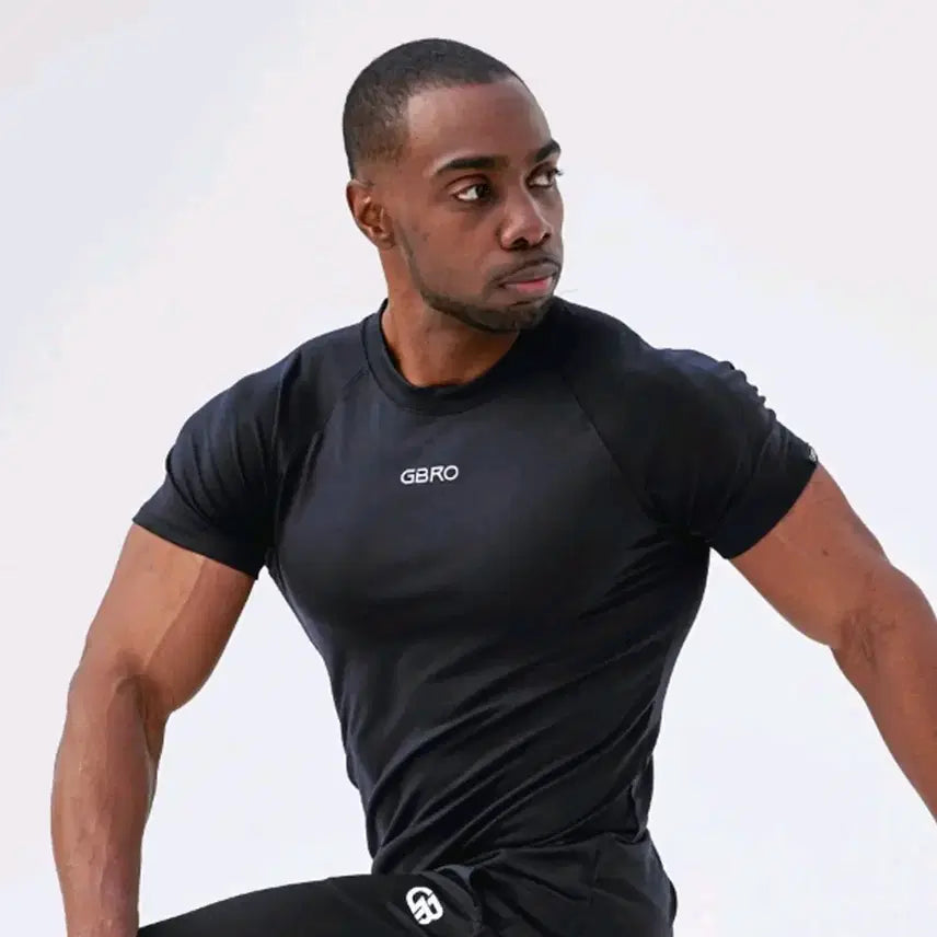 [BUNJANG] GBRO x Musinsa Men's Muscle Fit Undershirt Short Sleeve T-Shirt Black / [새상품] 짐브로(GBRO) x 무신사 남성 머슬핏 언더레이어 반팔티95