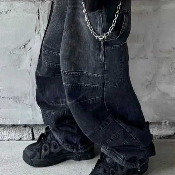 [BUNJANG] Roaringrad Washed Denim Carpenter Pants Black / 로어링라드 워시드 데님 카펜터 팬츠 블랙 L