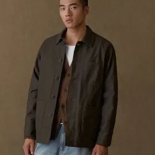 [BUNJANG] Musinsa Standard Back Satin Chore Jacket Brown / 무신사 스탠다드 백 사틴 초어 재킷 [브라운]