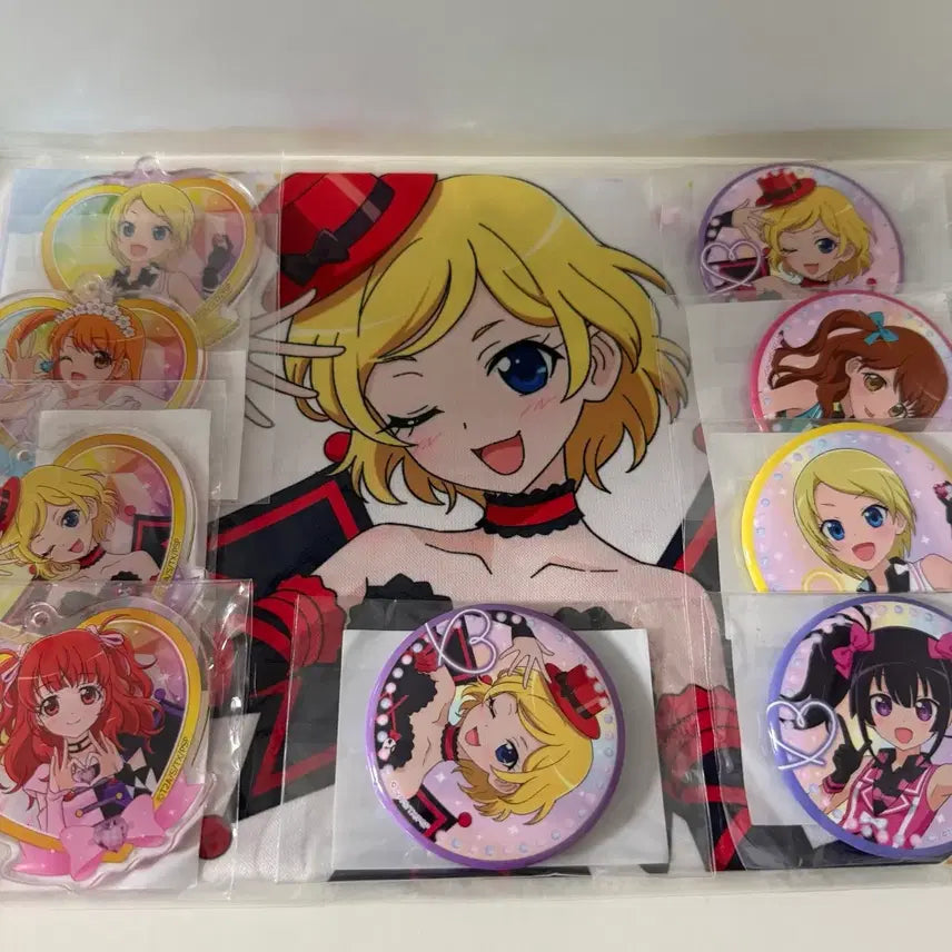 [BUNJANG] Pretty Rhythm MiOn Maru Kuji Tapestry Keychain & Badge Set (Sealed) / 미개봉 프리티리듬 프리즘스톤 미온 마루쿠지 태피 키링 뱃지